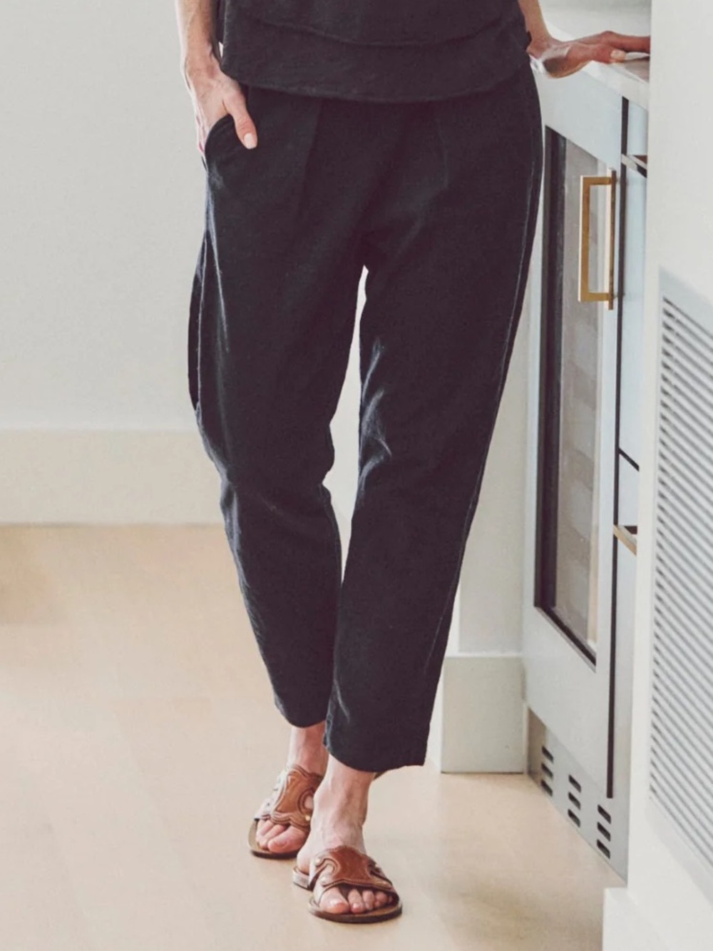 Leallo Sunset pants in slub cotton black size Large